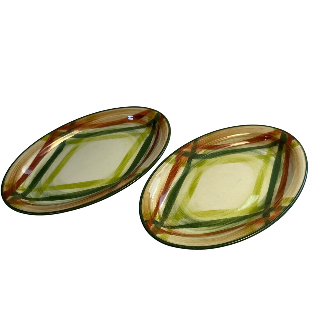 Vintage Metlox Vernonware Homespun 10" Oval Platters Mid Century Set 2 Poppytail